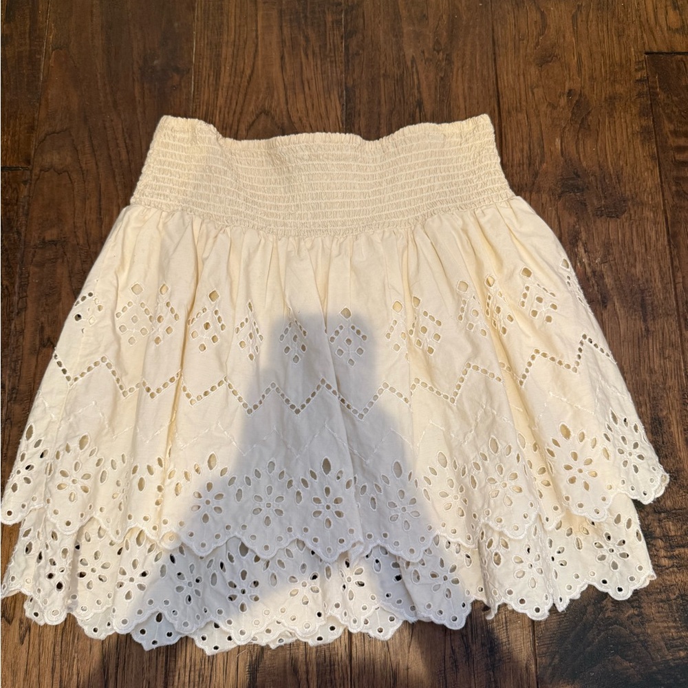 Zara Cream Eyelet Mini Skirt